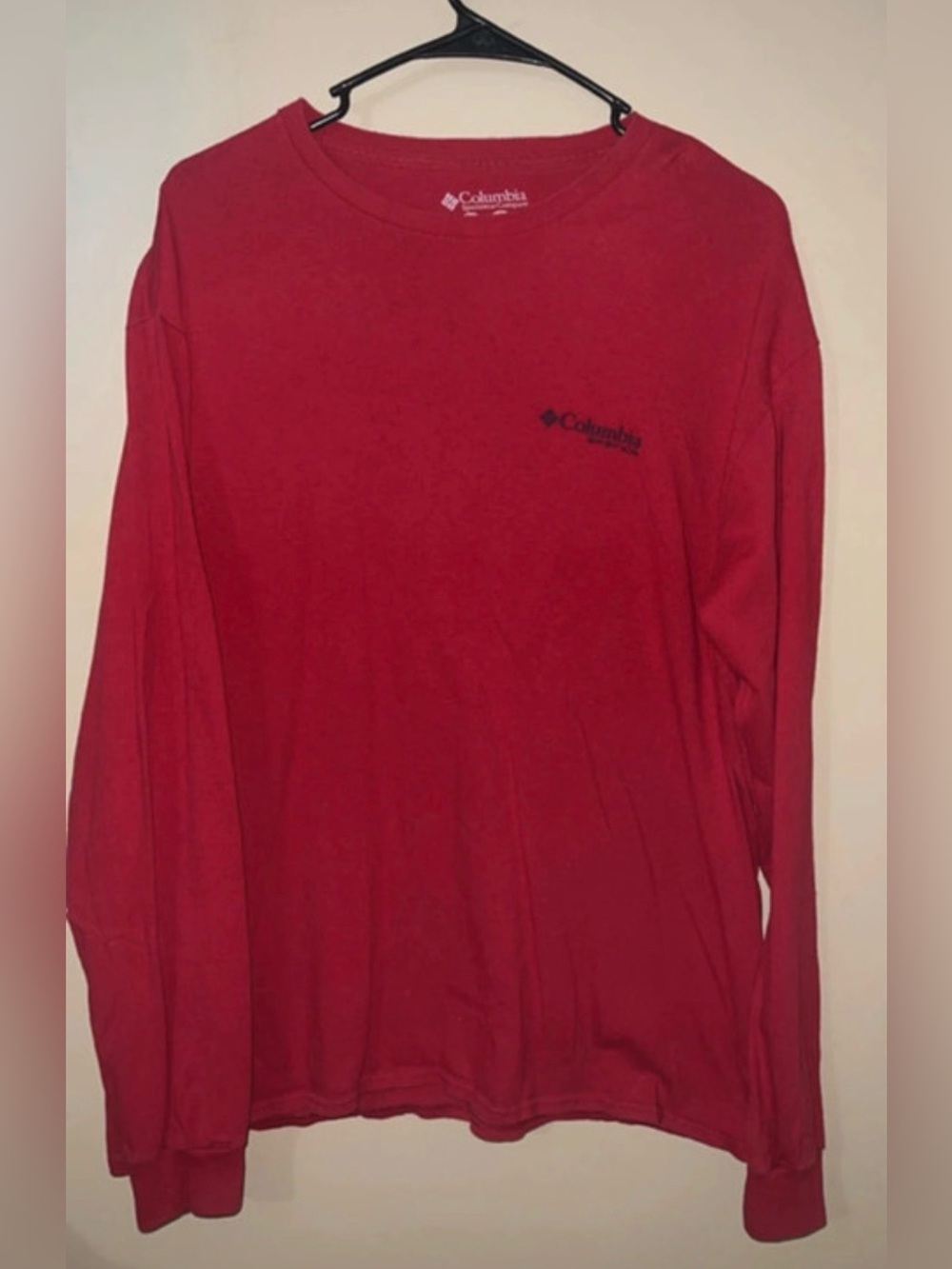 Columbia Red Crew Neck Long Sleeve Tee